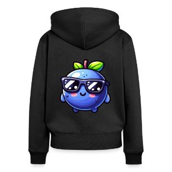 blueberry whisperer, blueberry - Frauen Premium Bio Zip Hoodie - Schwarz - Hinten - Julia (174cm)
