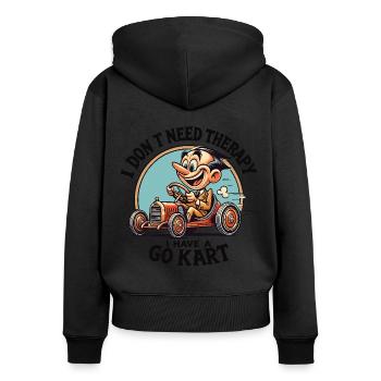 Aventure en karting : la vie sur la voie rapide - Sweat à capuche zippé Premium bio Femme - noir - Dos - Julia (174cm)