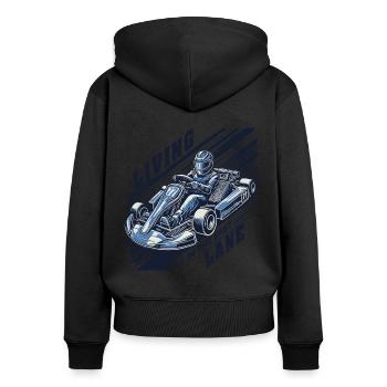 Go-kart life in the fast lane - Women's Premium Organic Zip Hoodie - black - Back - Julia (174cm)