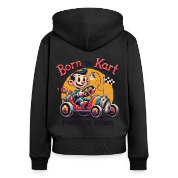 Born To Kart Conduite Dessin animé rétro Go-Kart - Sweat à capuche zippé Premium bio Femme - noir - Dos - Julia (174cm)