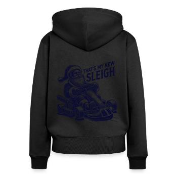 Plaisir du karting de Noël : traîneaux vintage - Sweat à capuche zippé Premium bio Femme - noir - Dos - Julia (174cm)