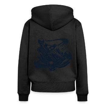 Le skeleton dans l’aventure d’une course de karting - Sweat à capuche zippé Premium bio Femme - noir - Dos - Julia (174cm)