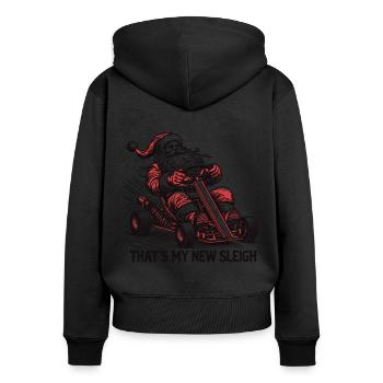 Traîneau à karting du Père Noël - Sweat à capuche zippé Premium bio Femme - noir - Dos - Julia (174cm)