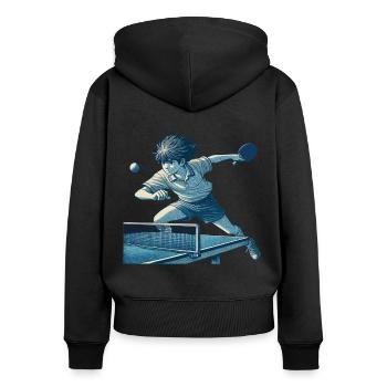 Anime Tennis de table Joueur Rétro Oeuvre - Sweat à capuche zippé Premium bio Femme - noir - Dos - Julia (174cm)