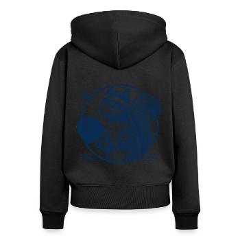 Tennis de table vintage motif écureuil - Sweat à capuche zippé Premium bio Femme - noir - Dos - Julia (174cm)