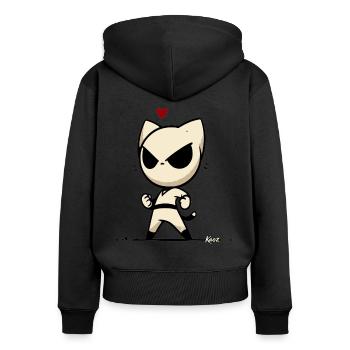 Eine elegante und heimliche Ninja-Katze - Frauen Premium Bio Zip Hoodie - Schwarz - Hinten - Julia (174cm)