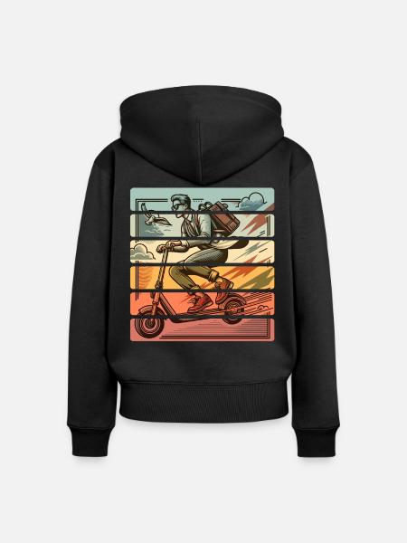 E-Scooter E-Roller Tretroller - Frauen Premium Bio Zip Hoodie - Schwarz