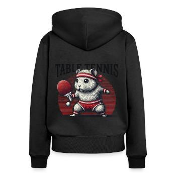 Tischtennis Hamster Retro Vintage Table Tennis - Women's Premium Organic Zip Hoodie - black - Back - Julia (174cm)