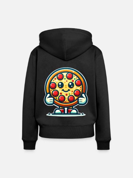 Pizza - Frauen Premium Bio Zip Hoodie - Schwarz
