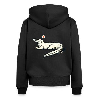 Cool Alligator – Décontracté et élégant - Sweat à capuche zippé Premium bio Femme - noir - Dos - Julia (174cm)