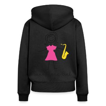 Saxophone Saxophone Girl - Frauen Premium Bio Zip Hoodie - Schwarz - Hinten - Julia (174cm)
