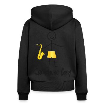 Saxophone Saxophone Guy - Frauen Premium Bio Zip Hoodie - Schwarz - Hinten - Julia (174cm)
