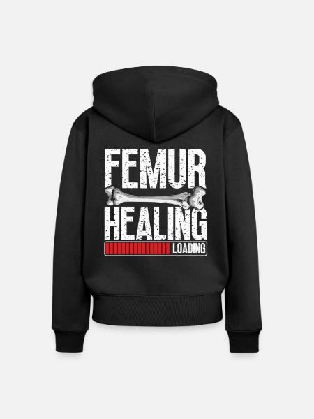 Gebrochener Oberschenkelknochen Gebrochenes Bein - Frauen Premium Bio Zip Hoodie - Schwarz