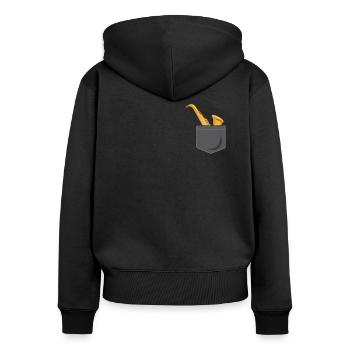 Saxophone Pocket - Frauen Premium Bio Zip Hoodie - Schwarz - Hinten - Julia (174cm)