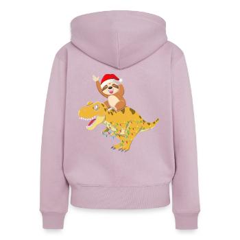 Christmas Funny Dino Cute Sloth Dinosaur - Frauen Premium Bio Zip Hoodie - Altrosa - Hinten - Julia (174cm)