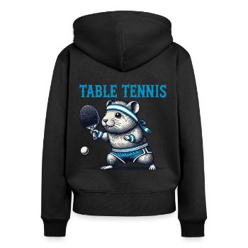 Hamster Retro Vintage Table Tennis Fan Design - Women's Premium Organic Zip Hoodie - black - Back - Julia (174cm)