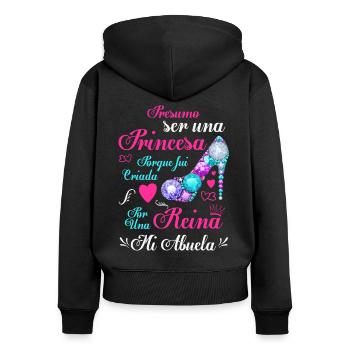 Design Enkelin Geschenk Meine Großmutter ist eine Königin - Frauen Premium Bio Zip Hoodie - Schwarz - Hinten - Julia (174cm)