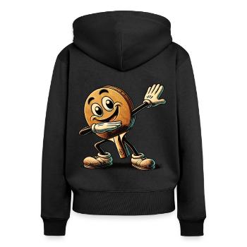 Dabbing Tischtennisschläger Lustiges Cartoon - Frauen Premium Bio Zip Hoodie - Schwarz - Hinten - Julia (174cm)