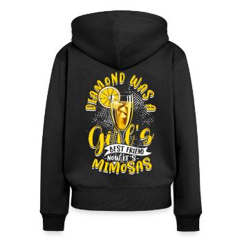 Petite amie Femme Saint Valentin Momosas - Sweat à capuche zippé Premium bio Femme - noir - Dos - Julia (174cm)