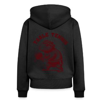 Capybara Joueur de Tennis de Table Vintage Look Rétro - Sweat à capuche zippé Premium bio Femme - noir - Dos - Julia (174cm)