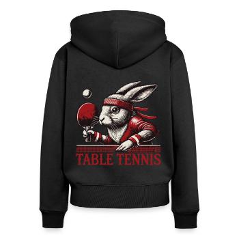 Bunny Vintage Retro Table Tennis Master - Women's Premium Organic Zip Hoodie - black - Back - Julia (174cm)