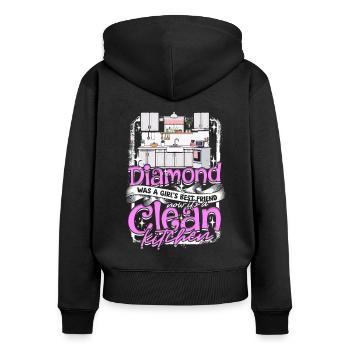 Girlfriend Wife Valentine's Day Clean Kitchen - Women's Premium Organic Zip Hoodie - black - Back - Julia (174cm)