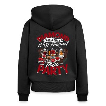 Freundin Teeparty Ehefrau Valentinstag - Frauen Premium Bio Zip Hoodie - Schwarz - Hinten - Julia (174cm)