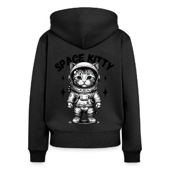 Katze Space Kitty Weltraum Astronaut Karneval Spaß - Frauen Premium Bio Zip Hoodie - Schwarz - Hinten - Julia (174cm)