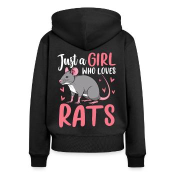 Just A Girl Who Loves Rats - Frauen Premium Bio Zip Hoodie - Schwarz - Hinten - Julia (174cm)