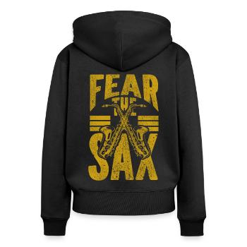 Saxophones Pun Fear The Sax - Women's Premium Organic Zip Hoodie - black - Back - Julia (174cm)