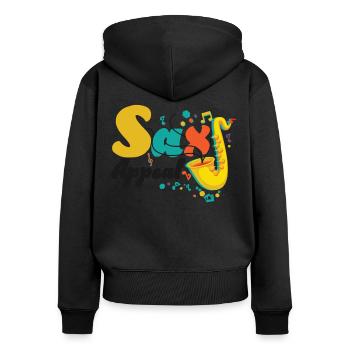 Saxophone Pun Sax Appeal - Frauen Premium Bio Zip Hoodie - Schwarz - Hinten - Julia (174cm)
