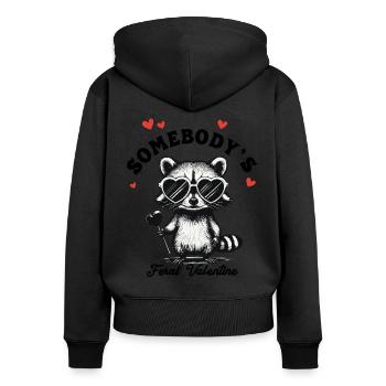 Wild Raccoon Valentine's Day Heart In Love Funny - Women's Premium Organic Zip Hoodie - black - Back - Julia (174cm)