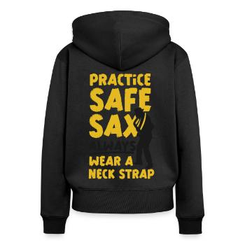 Saxophone Pun Practice Safe Sax - Frauen Premium Bio Zip Hoodie - Schwarz - Hinten - Julia (174cm)