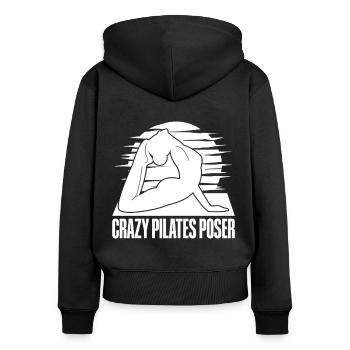 Pilates Enthusiasts Crazy Pilates Poser Pilates - Frauen Premium Bio Zip Hoodie - Schwarz - Hinten - Julia (174cm)