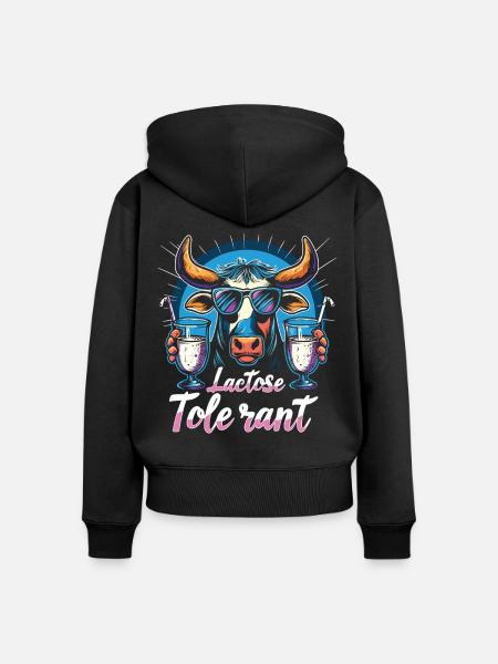 Laktose tolerant - Frauen Premium Bio Zip Hoodie - Schwarz