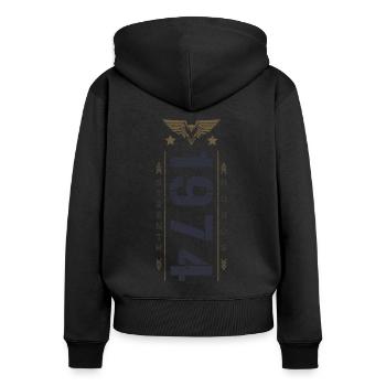 Edition Limitée 1974 Anniversaire Force et Honneur - Sweat à capuche zippé Premium bio Femme - noir - Dos - Julia (174cm)