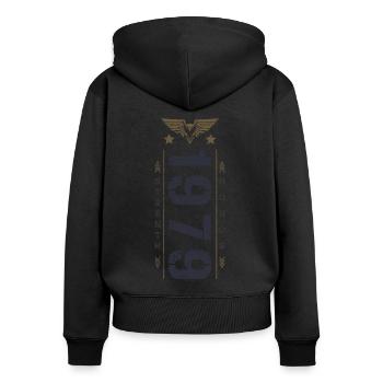 Edition Limitée 1979 Anniversaire Force et Honneur - Sweat à capuche zippé Premium bio Femme - noir - Dos - Julia (174cm)
