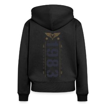 Edition Limitée 1983 Anniversaire Force et Honneur - Sweat à capuche zippé Premium bio Femme - noir - Dos - Julia (174cm)