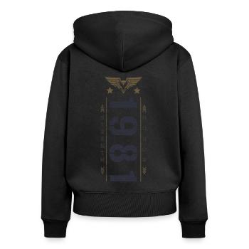 Edition Limitée 1981 Anniversaire Force et Honneur - Sweat à capuche zippé Premium bio Femme - noir - Dos - Julia (174cm)