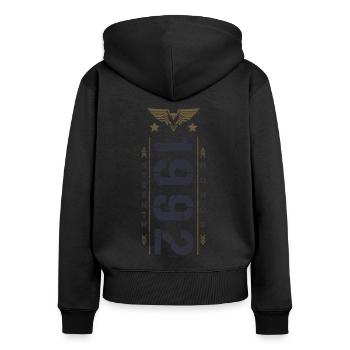 Edition Limitée 1992 Anniversaire Force et Honneur - Sweat à capuche zippé Premium bio Femme - noir - Dos - Julia (174cm)
