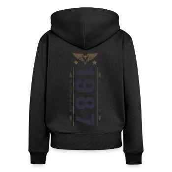 Edition Limitée 1987 Anniversaire Force et Honneur - Sweat à capuche zippé Premium bio Femme - noir - Dos - Julia (174cm)