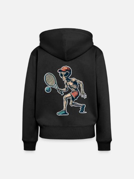 Alien Tennis - Frauen Premium Bio Zip Hoodie - Schwarz