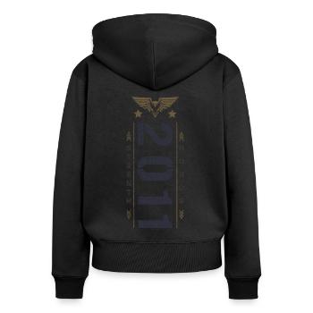 Edition Limitée 2011 Anniversaire Force et Honneur - Sweat à capuche zippé Premium bio Femme - noir - Dos - Julia (174cm)