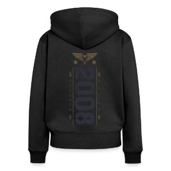 Edition Limitée 2008 Anniversaire Force et Honneur - Sweat à capuche zippé Premium bio Femme - noir - Dos - Julia (174cm)
