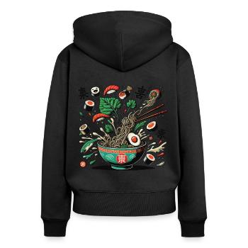 Ramen Noodles Japanese Streetwear Sushi Art - Women's Premium Organic Zip Hoodie - black - Back - Julia (174cm)