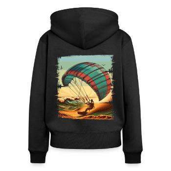 Kitesurfen Kitesurfer Kiteboard - Frauen Premium Bio Zip Hoodie - Schwarz - Hinten - Julia (174cm)