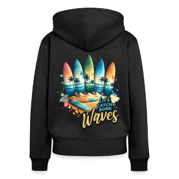 Surfing Surfers - Women's Premium Organic Zip Hoodie - black - Back - Julia (174cm)