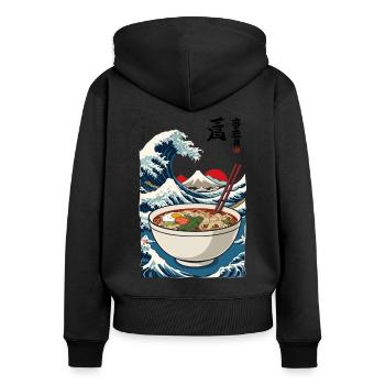 Ramen Ukiyo-E Japanese Streetwear Retro - Women's Premium Organic Zip Hoodie - black - Back - Julia (174cm)