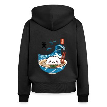 Kawaii Ramen Ukiyo-E Japanese Retro Aesthetic - Women's Premium Organic Zip Hoodie - black - Back - Julia (174cm)
