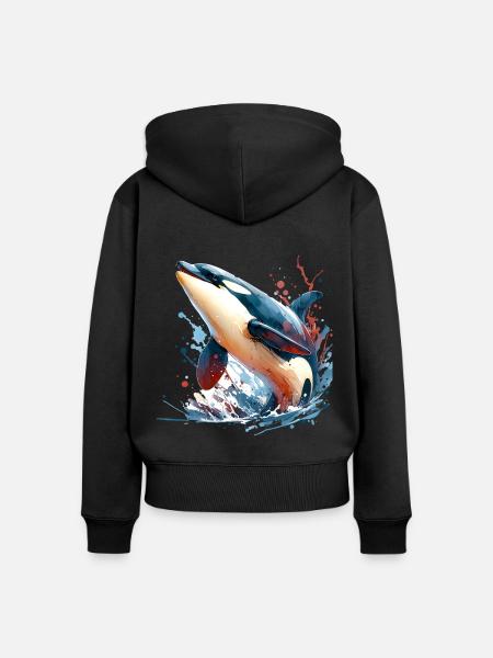 Orca Schwertwal - Frauen Premium Bio Zip Hoodie - Schwarz